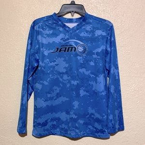 Healy Boy's Shirt Tee T-Shirt Long Sleeve  Blue V-Neck  YL🌀